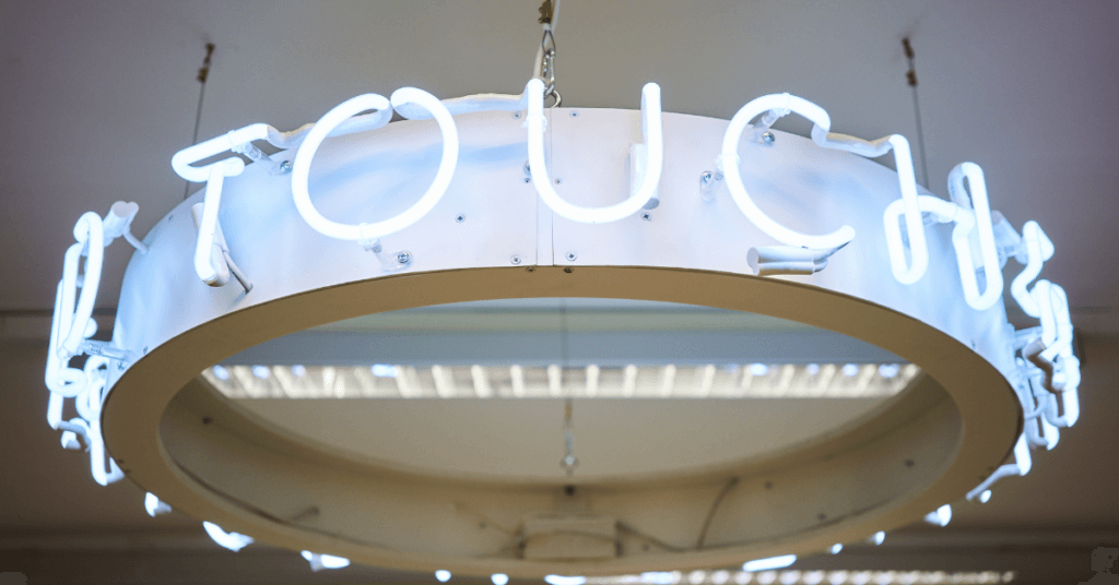 Photo of neon light art installation