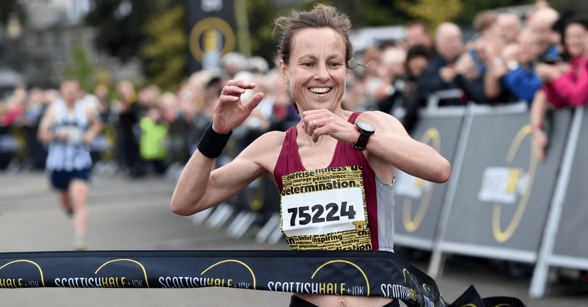 Runner crossing finish line