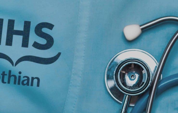 NHS Lothian Uniform with stethoscope on top