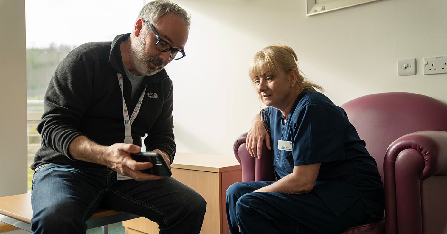 NHS Lothian staff being shown her Havens portrait