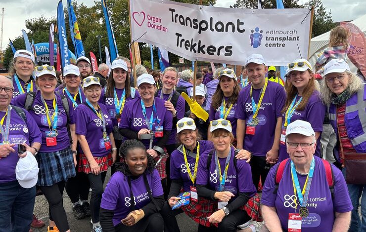 transplant patients, their families and staff coming together as the Transplant Trekkers at the Edinburgh Kiltwalk
