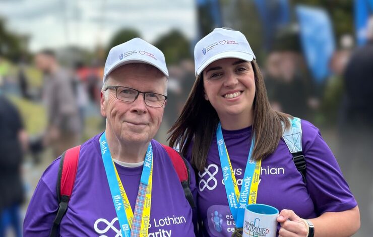 Moray Law and Sam Slight from the Transplant Trekkers at Edinburgh Kiltwalk